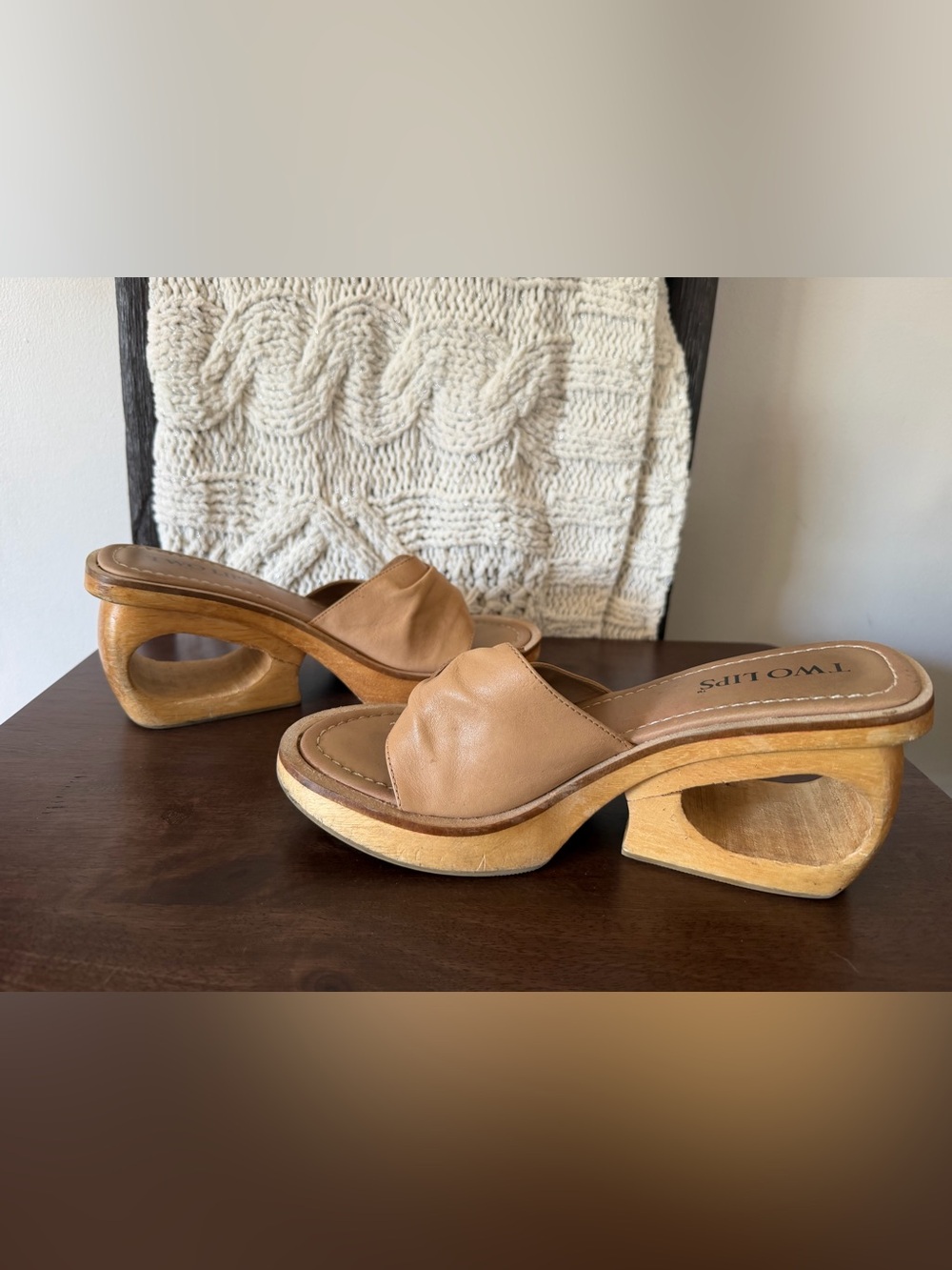 Vintage 1990’s Leather Wedge Sandals by Two Lips